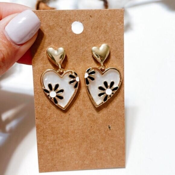 Double heart dangle earrings N282 - Picture 2 of 5